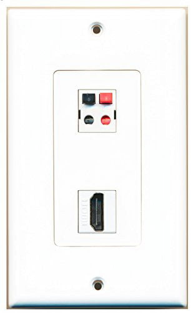 Flat 1 Port HDMI 1 Port Coax Cable TV- F-Type Wall Plate - Li Flat 1 Port HDMI 1 Port Coax Cable TV- F-Type Wall Plate - Li