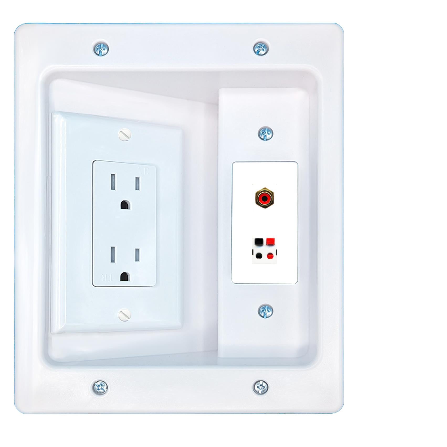 Riteav - 1 Port RCA rosso 2 porta Ethernet CAT6 bianco da parete