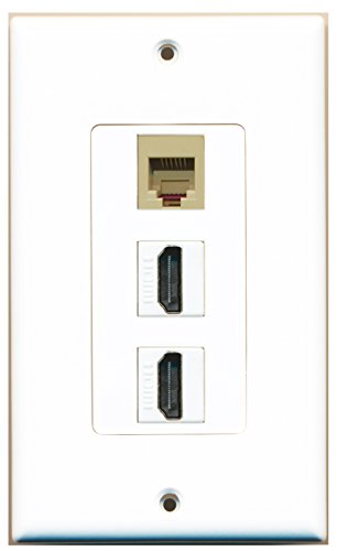 Riteav – 2 HDMI 1 cavo coassiale tv- F-Type 1 porta telefono RJ11 RJ12 beige 1 Port CAT5e Ethernet bianco 1 porte speaker piastra da muro Riteav – 2 HDMI 1 cavo coassiale tv- F-Type 1 porta telefono RJ11 RJ12 beige 1 Port CAT5e Ethernet bianco 1 porte speaker piastra da muro
