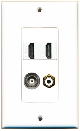 Placca Murale Riteav - 1 Presa Elettrica 15A + 2 Porte HDMI + 1 Coassiale, Con Connessione Tool-less