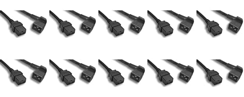 RiteAV - (10 Pack) 12 AWG Black Color C19 / Left Angled C20 Universal Jumper Power Cord (2 Meter (6ft.))
