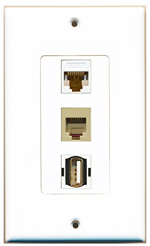 Riteav - 1 porte HDMI 1 porta telefono RJ11 RJ12 beige 1 Port CAT6 Riteav - 1 porte HDMI 1 porta telefono RJ11 RJ12 beige 1 Port CAT6