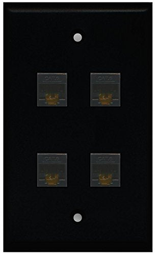 Piastra A Muro Decorativa 1 Gang Riteav Con 3 Porte – CAT6 (x2) E Coassiale – Colore Avorio/Avorio