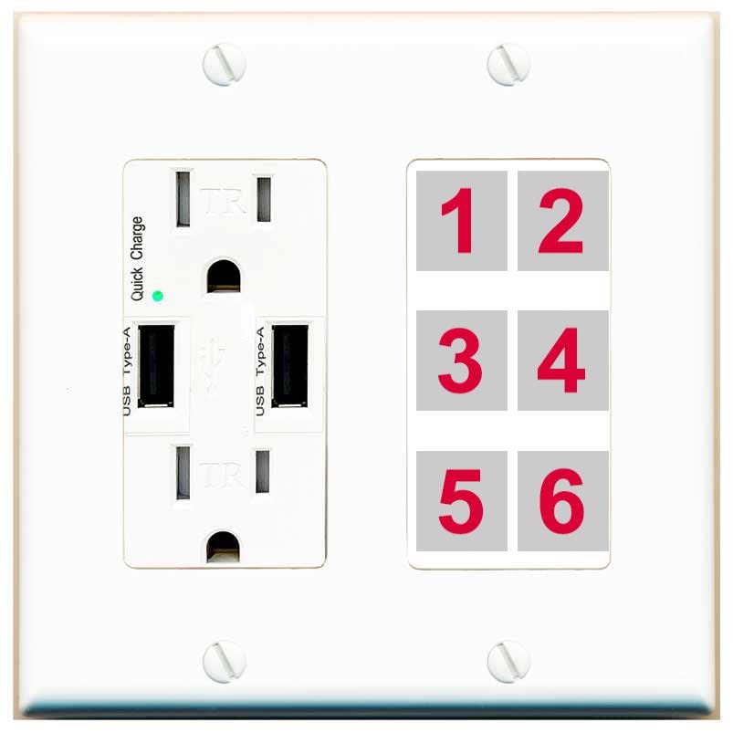 Riteav – 6 Port CAT6 femmina-femmina placca bianca Riteav – 6 Port CAT6 femmina-femmina placca bianca