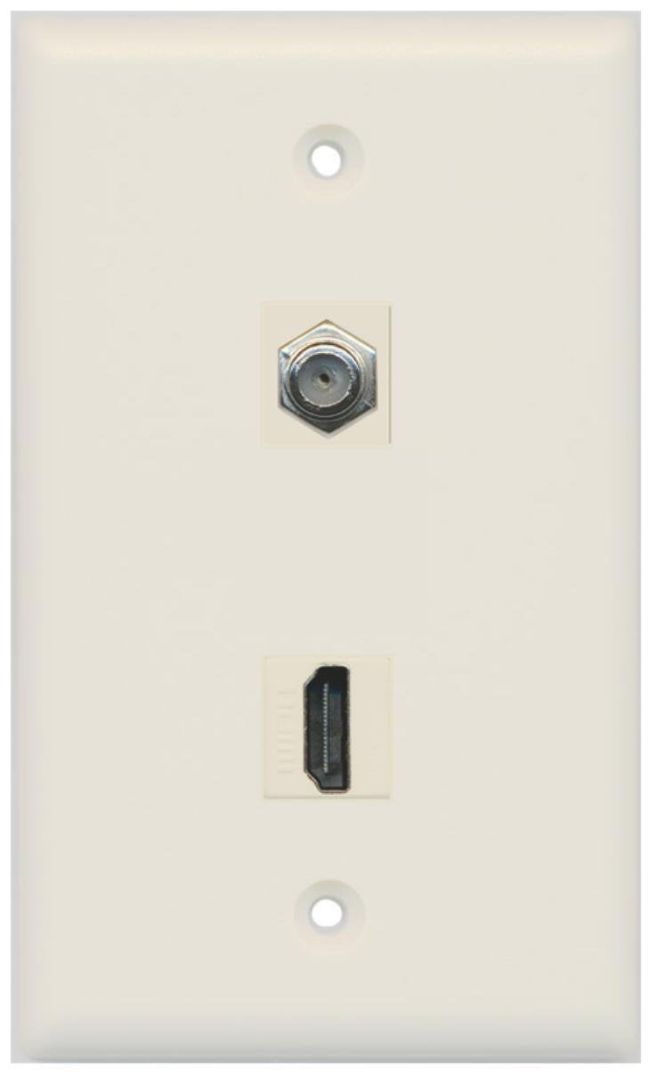 RiteAV Piastra A Muro 3 Ingressi HDMI + 1 In压resso Coassiale TV F-Type - Connessione Femmina-Femmina Senza Attrezzi, Per Scatole Elettriche Basso Voltaggio