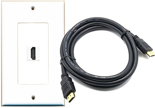 RiteAV 1 Port HDMI Decorative Female Jack Wall Plate with 6ft HDMI Cable (Light Almond)
