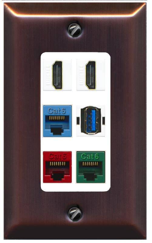 RiteAV Piatta HDMI E Coassiale - 4 Porte HDMI E 2 F Bianca Per TV RiteAV Piatta HDMI E Coassiale - 4 Porte HDMI E 2 F Bianca Per TV