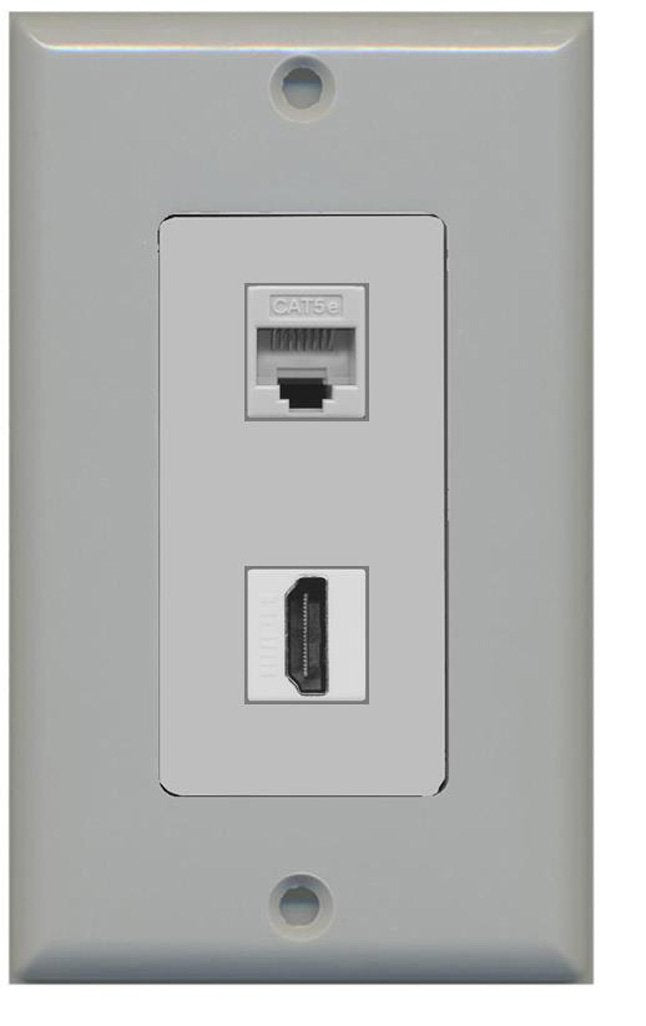 Piastra A Muro Decorativa Riteav, Colore Bianco, Con 1 Porta RJ45 CAT5e E 1 Porta Speaker. Ideale Per Impianti Audio E Rete. Montaggio Facile Senza Attrezzi, Viti Incluse.
