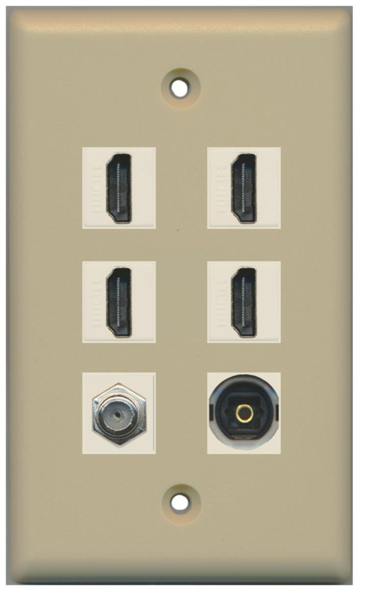 HDMI Cat6 Shielded Port Wall Plate Decorative (Rocker) White