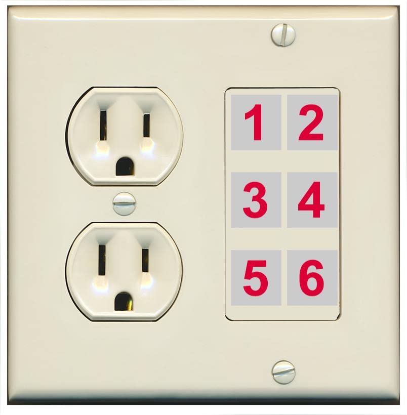 6 Port Custom Wall Plate - USB Charger [White/White