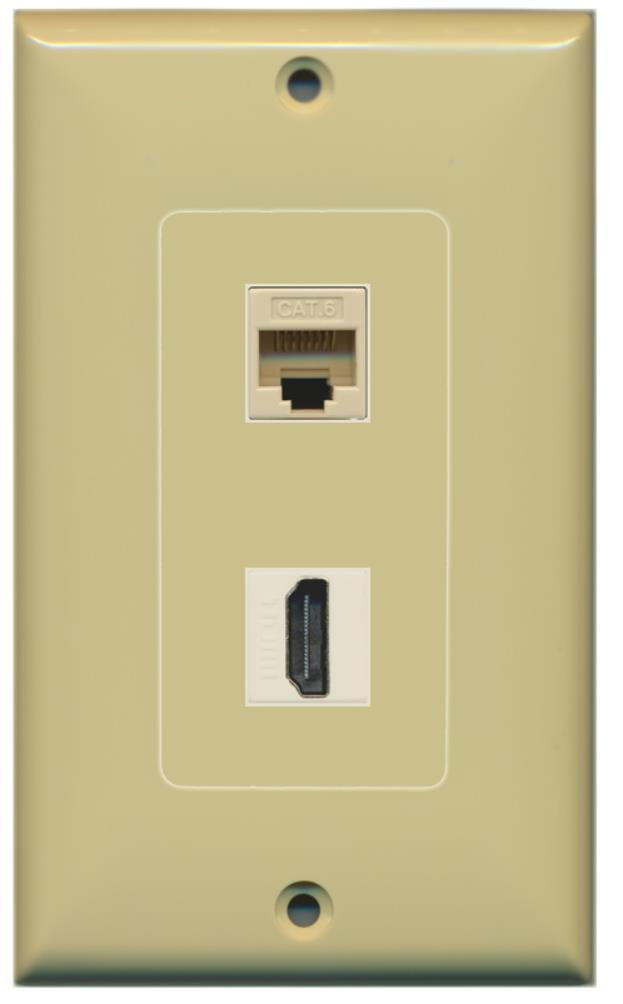 Riteav – 4 porte HDMI 1 USB a-a 1 CAT6 Ethernet bianco piastra da parete decorativo