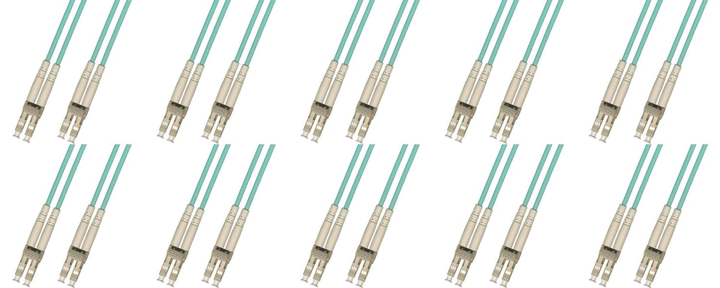 RiteAV 10 Pack 3mm Multimode Duplex 10 Gigabit Fiber Optic Cable (50/125) - LC to LC