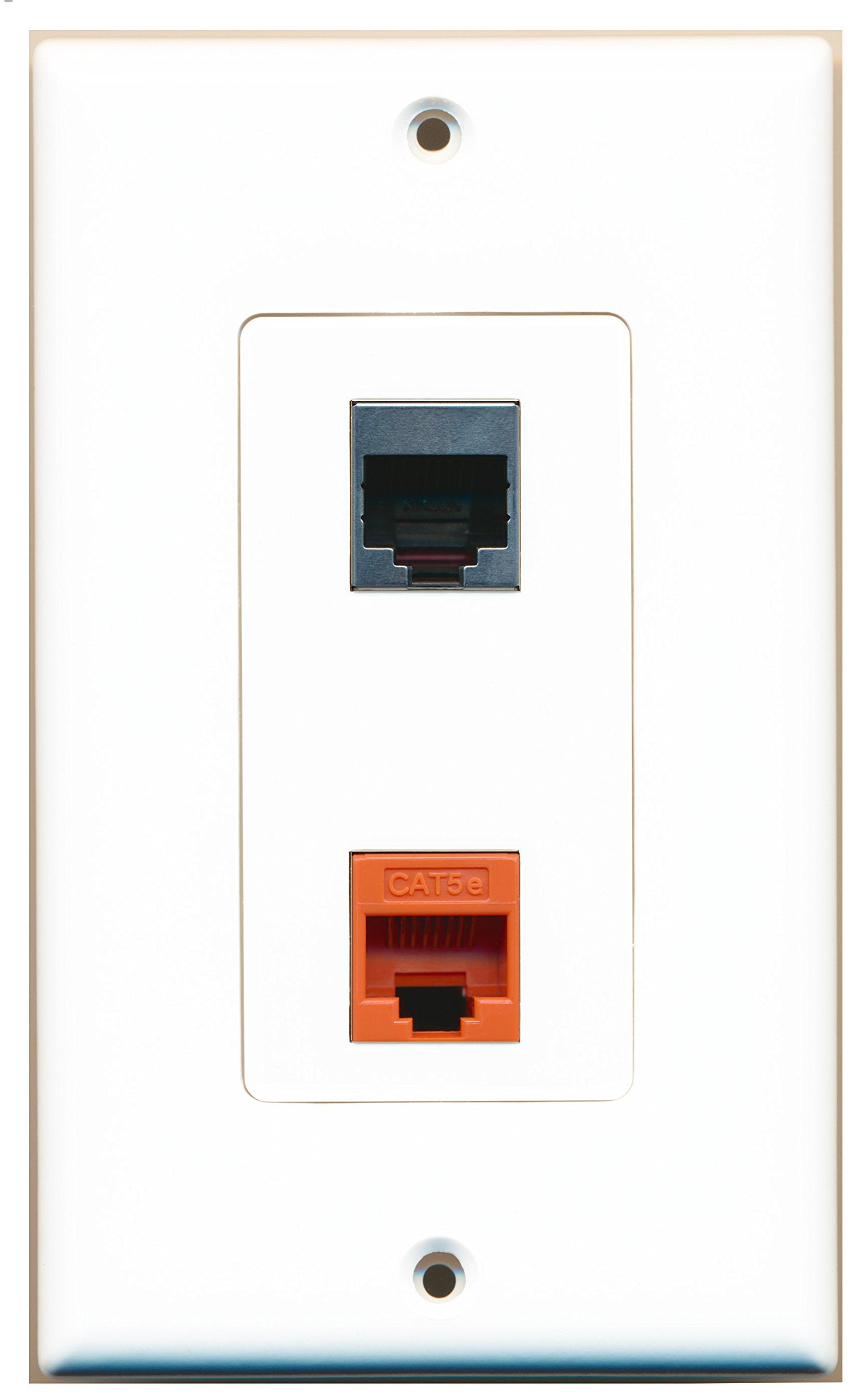 Riteav Placca A Muro RJ45 Cat5e - 1 Porta Ethernet Femmina-Femmina - Connessione Senza Utensili Per Rete Cablata - 2