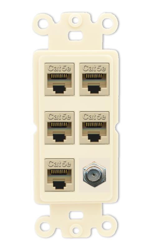 Piastra A Muro Decorativa Riteav, Colore Bianco, Con 1 Porta RJ45 CAT5e E 1 Porta Speaker. Ideale Per Impianti Audio E Rete. Montaggio Facile Senza Attrezzi, Viti Incluse.