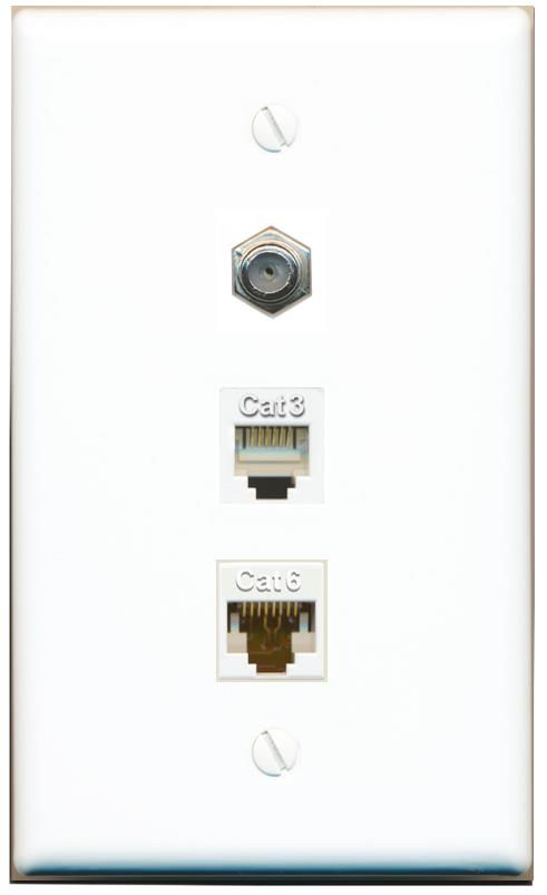 Riteav – 1 Port Phone beige 1 porte Ethernet CAT6 blu piastra
