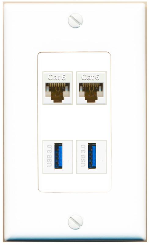 Riteav Placca A Muro Bianca Doppia – 2 Porte RJ45 Cat6 Ethernet, Senza Attrezzi - 4