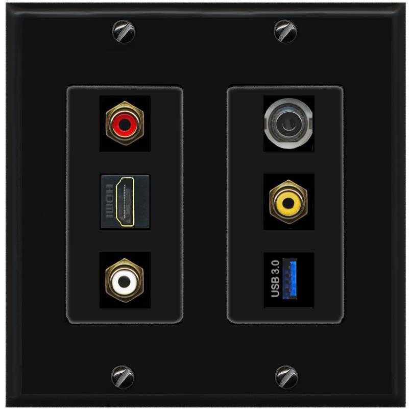 Piastra Da Parete RiteAV - 3 Porte HDMI, 2 USB, 1 Ethernet Bianco Piastra Da Parete RiteAV - 3 Porte HDMI, 2 USB, 1 Ethernet Bianco