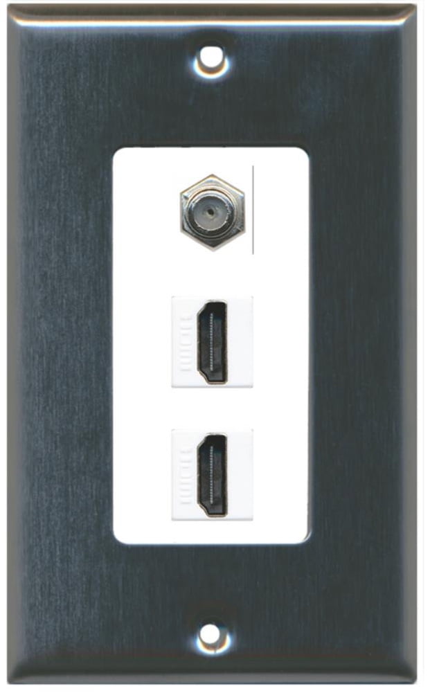 Riteav 2 Porte Coassiali Da Parete – Piastra A Muro Femmina-Femmina, Connessione Tool-less, Colore Bianco