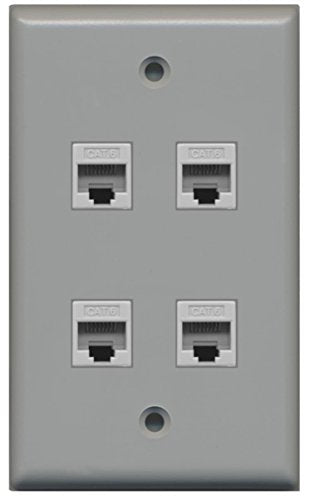 Riteav – Placca Frontale Bianca 4 Porte CAT6 Femmina-Femmina – Connessione Tool-less Per Cavi Ethernet LAN – Compatibile Con Scatole Standard E Keystone Jack