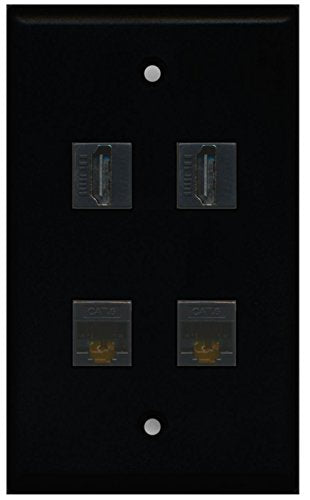 Riteav – 1 porte HDMI 2 Port CAT5e Ethernet nero parete piastra decora Riteav – 1 porte HDMI 2 Port CAT5e Ethernet nero parete piastra decora