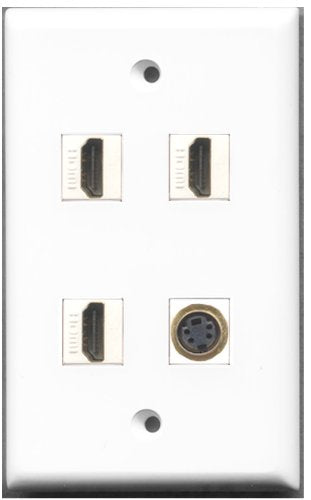 RiteAV 3 Port HDMI 1 Coax TV F-Type Cat6 Ethernet Toslink Optical Wall Plate Outlet Gray Gray