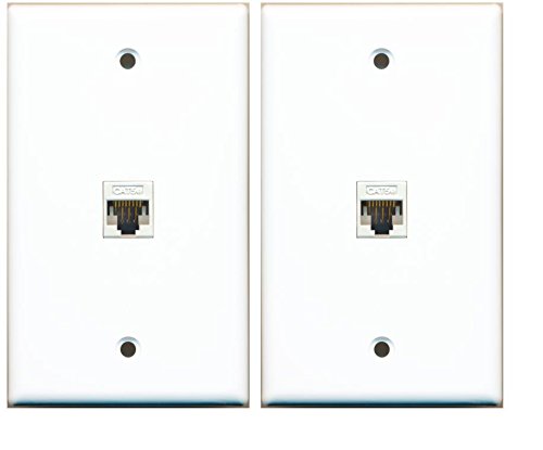 Riteav 2 Pezzi Placca A Muro RJ45 Cat5e Ethernet - Connessione Femmina-Femmina Senza Utensili - Bianca
