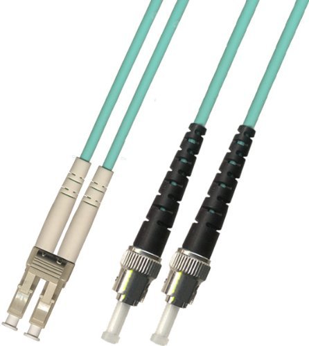 10 Meter 10Gb OM3 Multimode Duplex Fiber Optic Cable (50/125) - LC to ST - Aqua