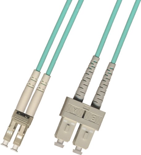 25 Meter - Multimode Duplex 10 Gigabit (10Gb) OM3 Fiber Optic Cable (50/125) - LC to SC - Aqua
