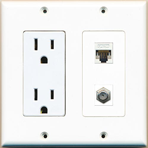 RiteAV - 2 x 15 Amp 125V Power Outlet 1 x Cat5e Ethernet and 1 x Coax