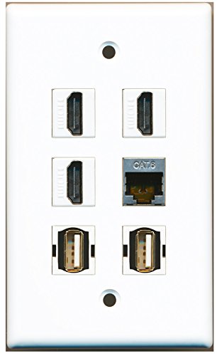 Riteav – 1 porte USB a-a 2 porte Ethernet CAT6 bianco da