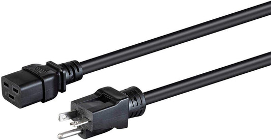 RiteAV - Heavy Duty Power Cord - NEMA 5-20P to IEC 60320 C19, 20 Amp, 2500 Watt, 125 Volt, 12AWG, 6 Feet, Black