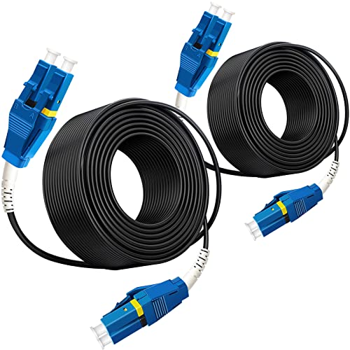 RiteAV - Uniboot LC to LC Outdoor Armored Fiber Patch Cable, Low Friction Single Mode Duplex Fiber Optic Cable Jumper Optical Patch Cord, 9/125um, (OS1/OS2 Compatible), LSZH Black