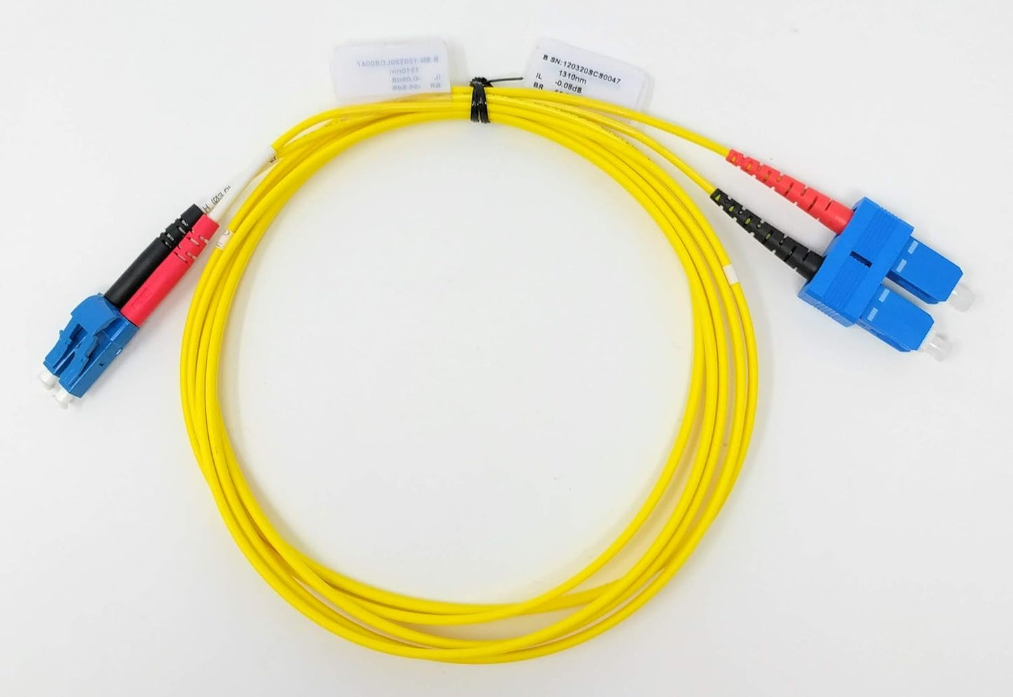 3 Meter Singlemode Duplex Fiber Optic Cable (9/125) - LC to SC - Yellow - 10 Pack
