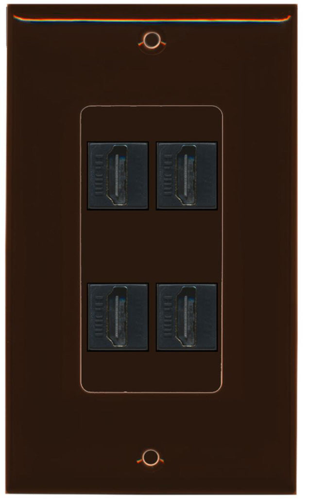 RiteAV - 4 Port HDMI 2.0 Decorative Wall Plate (Gray)
