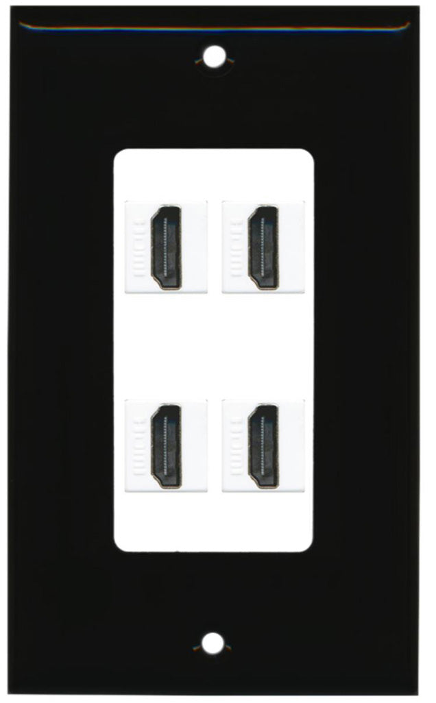 RiteAV - 4 Port HDMI 2.0 Decorative Wall Plate (Gray & Black)