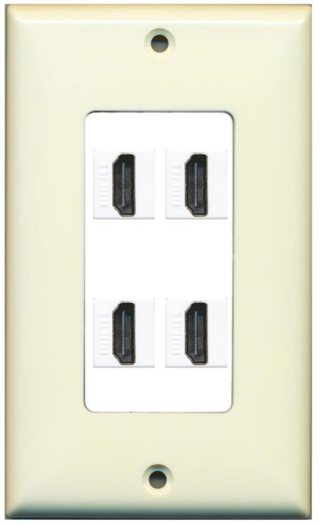 RiteAV - 4 Port HDMI 2.0 Decorative Wall Plate (Brown & Black)