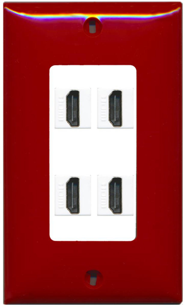 RiteAV - 4 Port HDMI 2.0 Decorative Wall Plate (Brown)