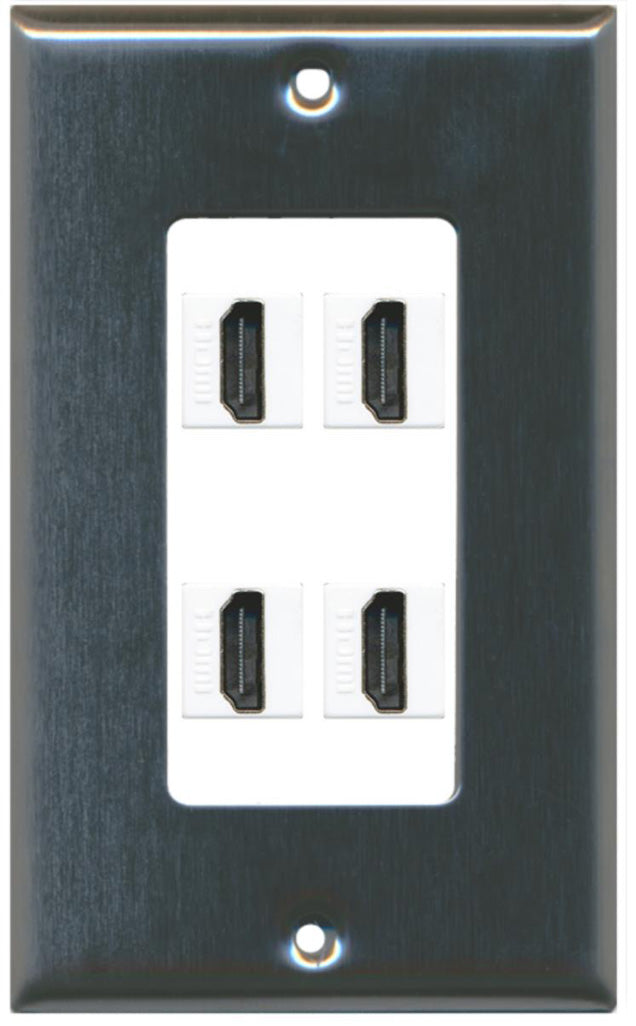RiteAV - 4 Port HDMI 2.0 Decorative Wall Plate (White & Black)
