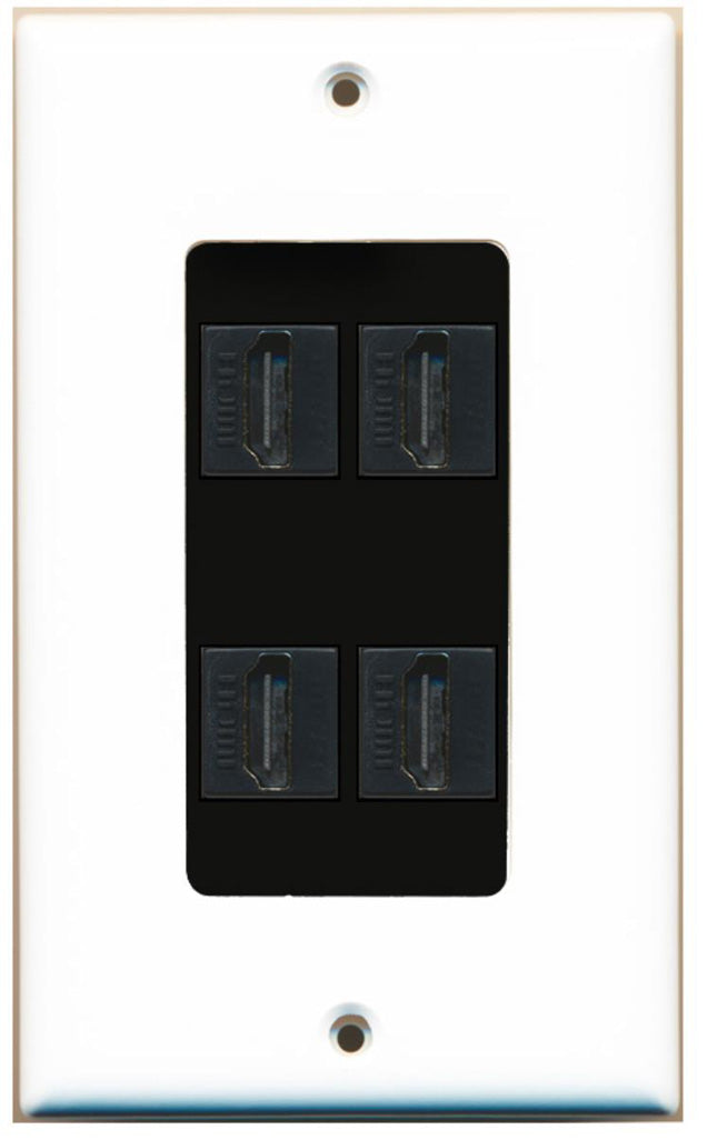 RiteAV - 4 Port HDMI 2.0 Decorative Wall Plate (Stainless Steel & Black)