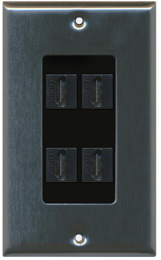 RiteAV - 4 Port HDMI 2.0 Decorative Wall Plate (Light Almond & White)