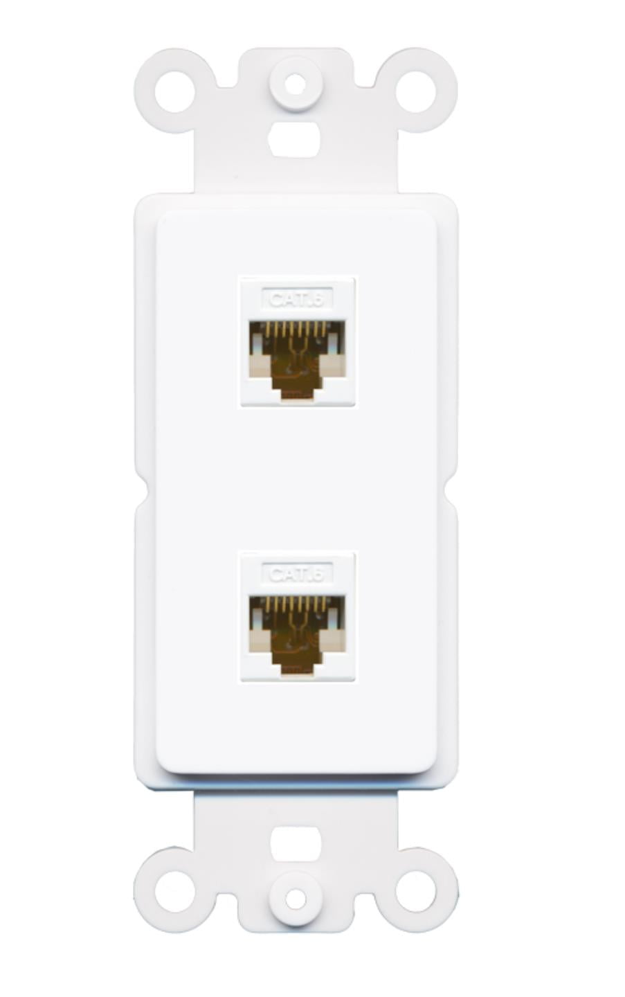 RiteAV 2 Port Cat6 Wall Plate Insert White