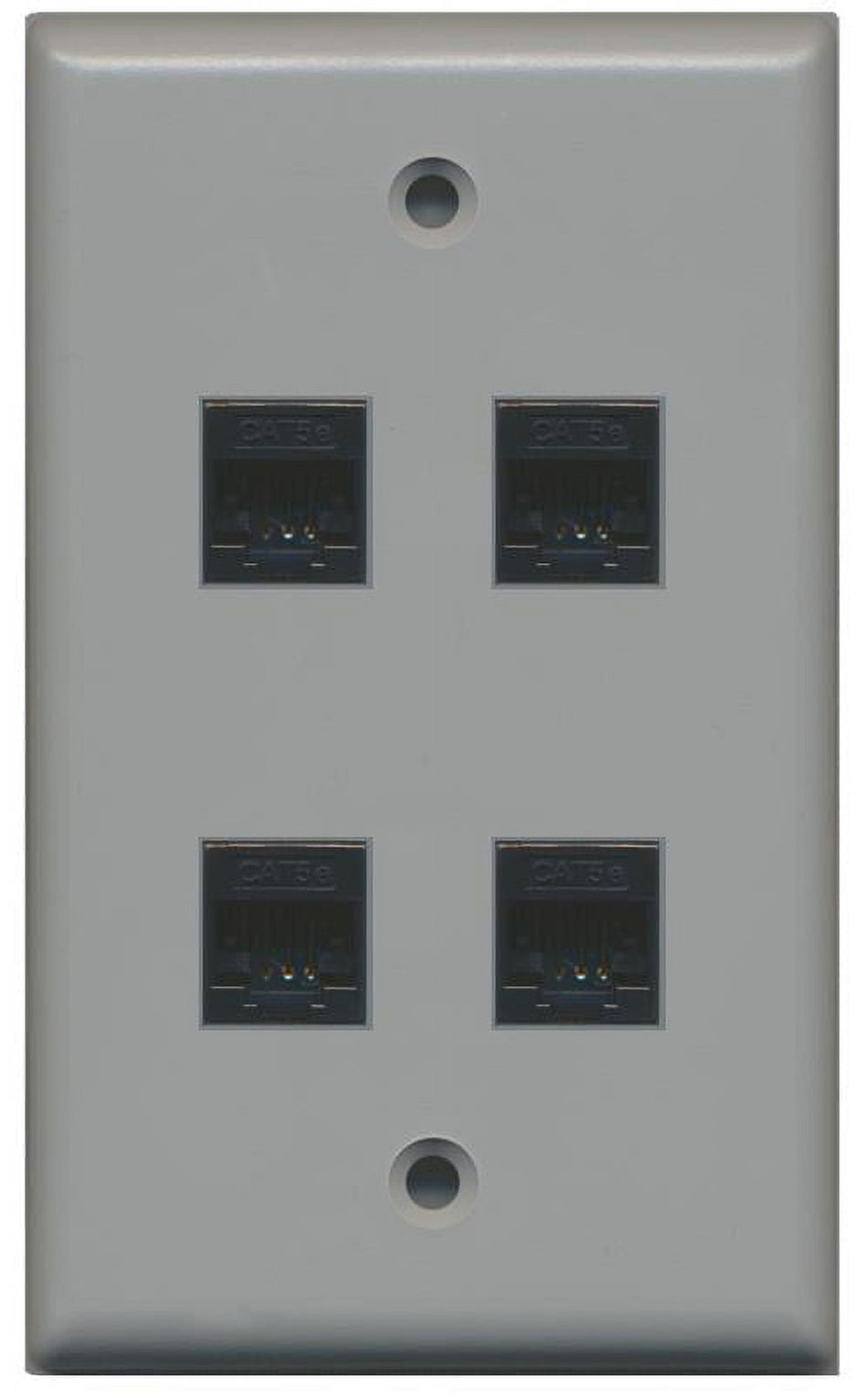 RiteAV 1 Gang 4 Port Cat5e Wall Plate - Gray