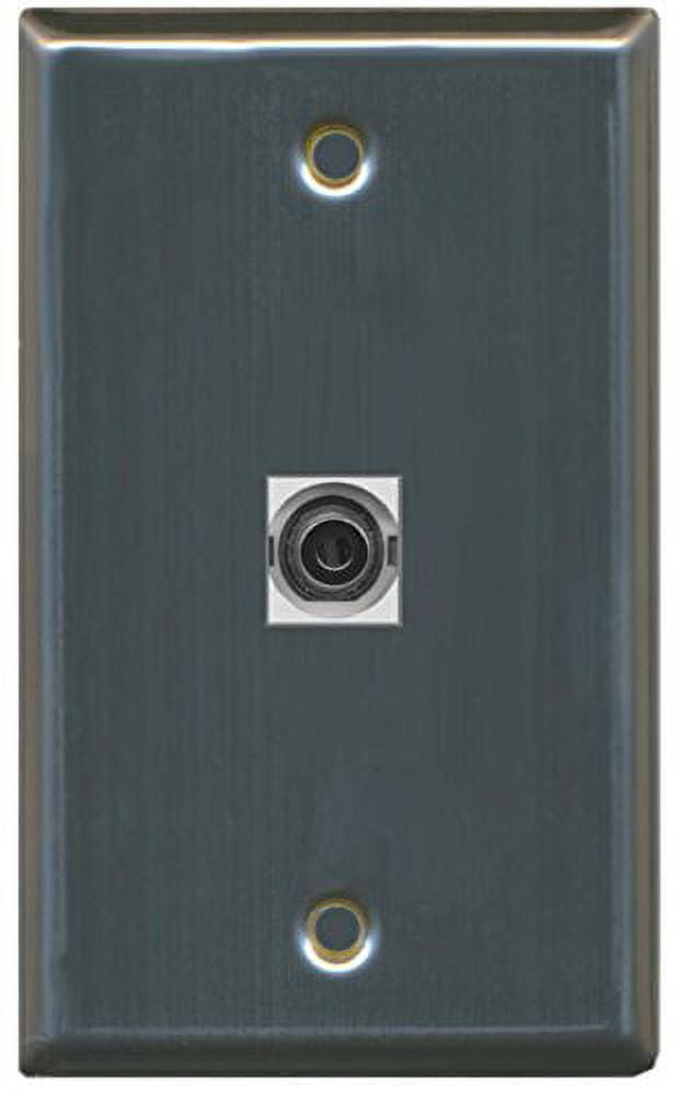RiteAV 1 3.5mm Audio Wall Plate with Keystone Coupler Type Jack - Stainless Steel/Gray