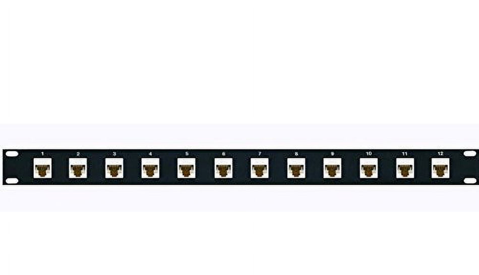 RiteAV 12 Port Cat6 White Patch Panel (Non-110 Type) with (Tool-Less) Female Female Jacks