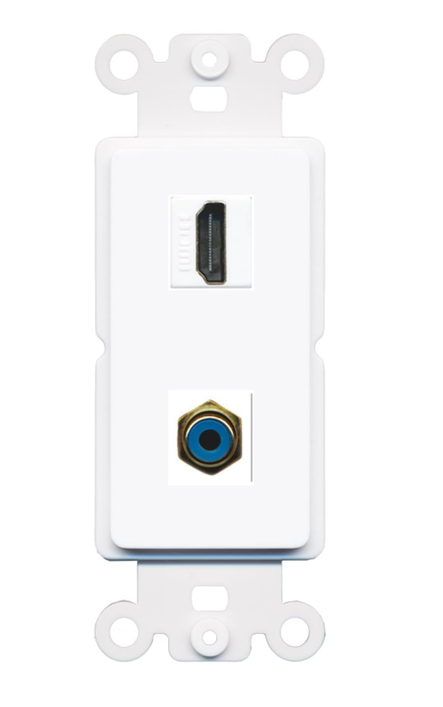 RiteAV - HDMI RCA (Blue) Port Wall Plate Decorative (Rocker) White