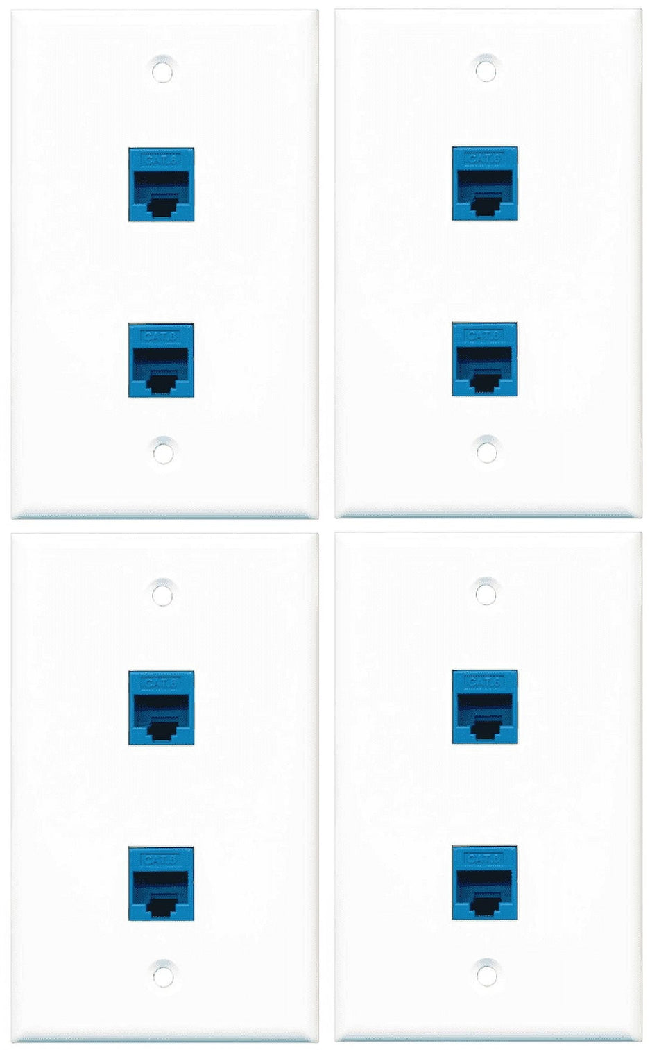 RiteAV - 2 Port Cat6 Ethernet Blue Wall Plate - 4 Pack
