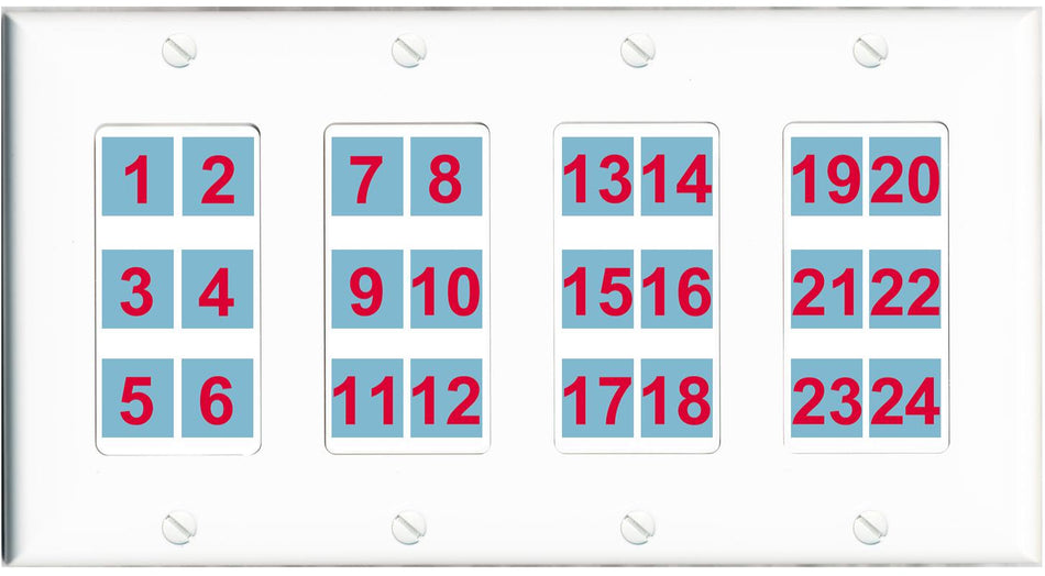 Custom Wall Plate White with up to 24 Keystone Ports