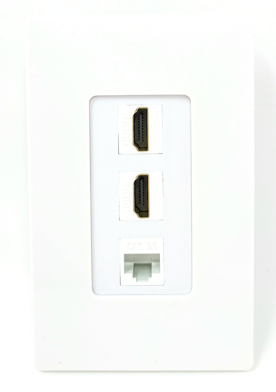 RiteAV - 2 HDMI and 1 Cat5e White Ethernet Port Screwless Wall Plate Decorative