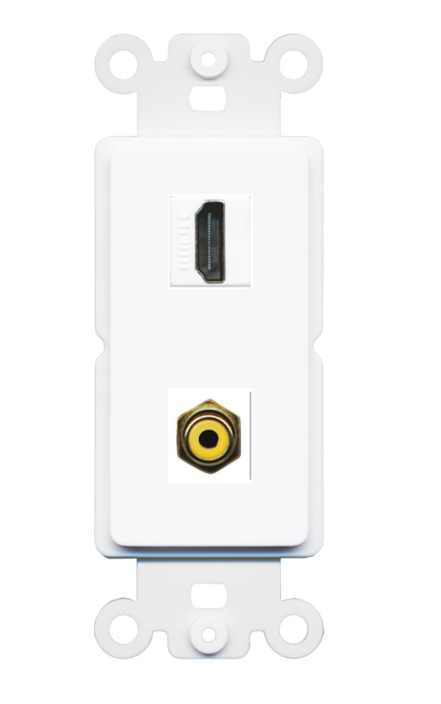 RiteAV - HDMI RCA (Yellow) Port Wall Plate Decorative (Rocker) White