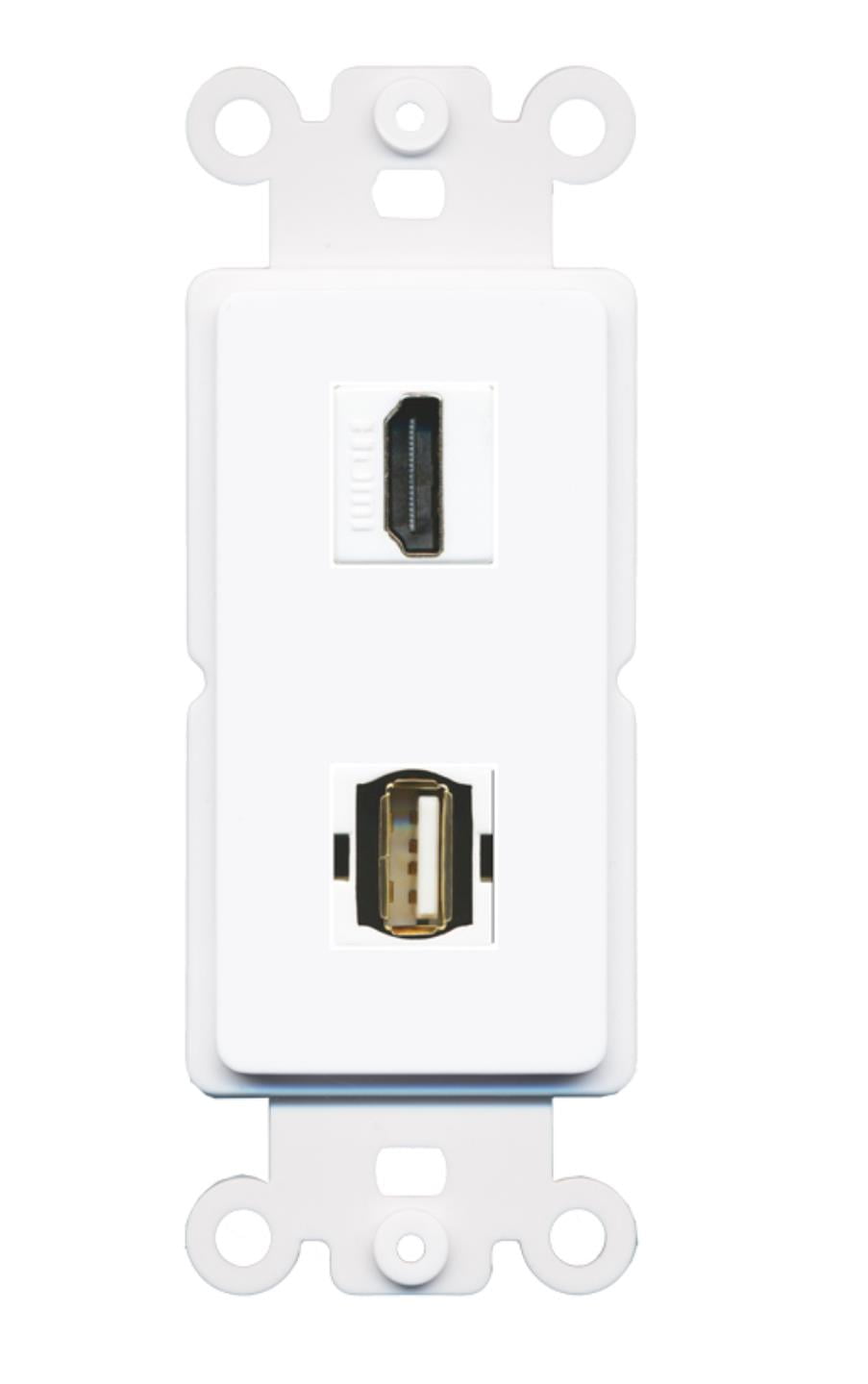 RiteAV - HDMI USB A-A Port Wall Plate Decorative (Rocker) White